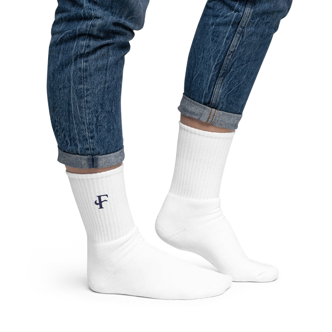 "F" Embroidered socks